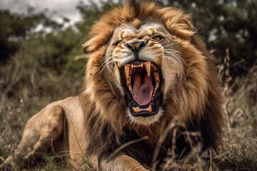 Fierce lion in the wild