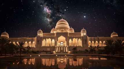 Obraz premium Mosque architecture building. Ramadan kareem illustration