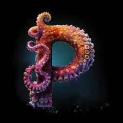 AI-image-letter_P_using_typography_style_of_realistic_octopus-create using generative ai tools