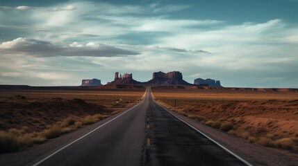 Fototapeta na wymiar a lonesome road in Arizona - amazing travel photography - made with Generative AI tools