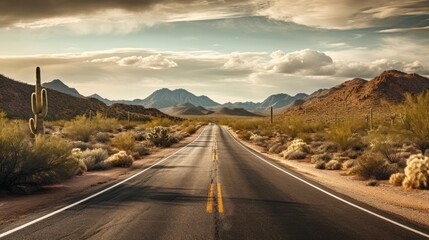 an endless road in Arizona - amazing travel photography - made with Generative AI tools - 606199180