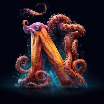 AI-image-letter_Ñ_using_typography_style_of_realistic_octopus-create using generative ai tools