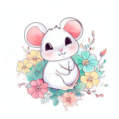 Watercolor Illustration Showcasing the Playfulness of a Cute Mouse, Generative AI