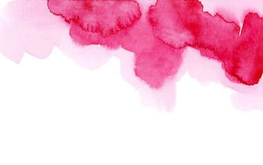 Bright painted pink watercolor splash isolated on white background. Hand drawn texture