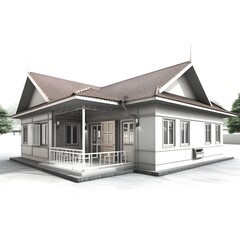 3D model of the house on white background