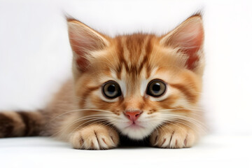 Cute ginger tabby kitten portrait studio shot, Generative AI