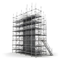 building under construction with metal scaffolding