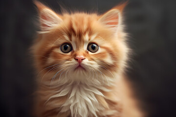 Naklejka na ściany i meble Cute ginger kitten face portrait studio shot, Generative AI