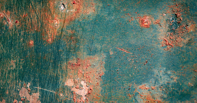 rusting old metal plate painted with green paint © Krzysztof Bubel