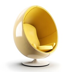 yellow tub swivel chair on white background