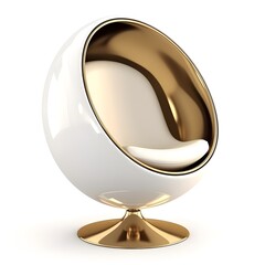 white tub armchair with white cushion inside isolated on white