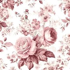 Ingelijste posters pattern with roses floral on white background © Lillie