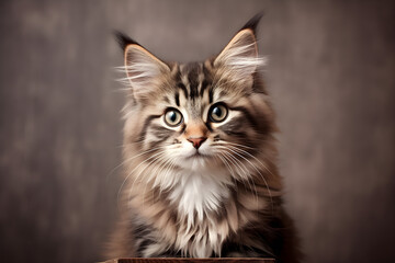 Fototapeta na wymiar Cute tabby cat portrait studio shot