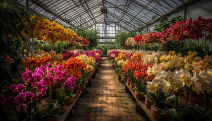 Obraz premium Vibrant flower bouquet in a formal garden generated by AI