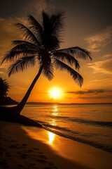 Palm beach sunset generative AI