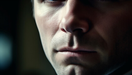 Obraz premium Sadness and grief in young adult headshot generated by AI