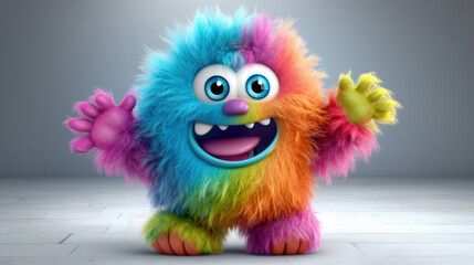 Fototapeta premium Rainbow monster. 3d creatures