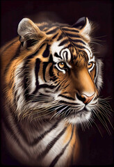 Generative AI render of a tiger's head