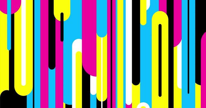 Looping imple long vertical lines CMYK colors. Linear animation geometric figure. Seamless loop isolated. Motion design element for business, art, fashion, etc...
