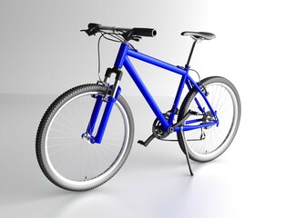 Blue Road Bike Isolated. 3D rendering. Speed Racing Bicycle.