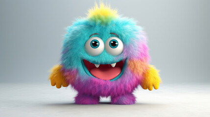 Fototapeta premium Rainbow monster. 3d creatures