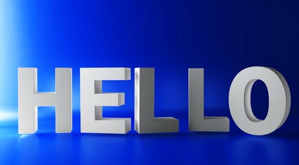 Hello text. Isolated poster in cartoon design. 3d rendering.
