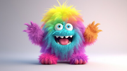 Fototapeta premium Rainbow monster. 3d creatures