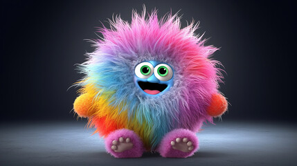 Fototapeta premium Rainbow monster. 3d creatures