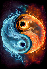 Generative AI abstract render of a yin and yang symbol