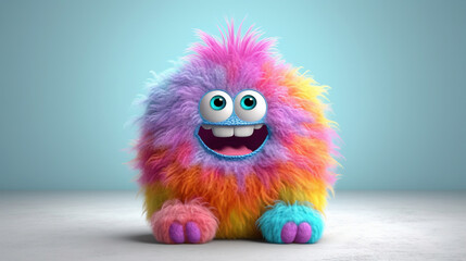 Fototapeta premium Rainbow monster. 3d creatures