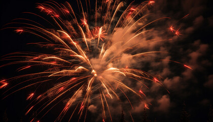 Fototapeta na wymiar Vibrant colors exploding in firework display celebration generated by AI