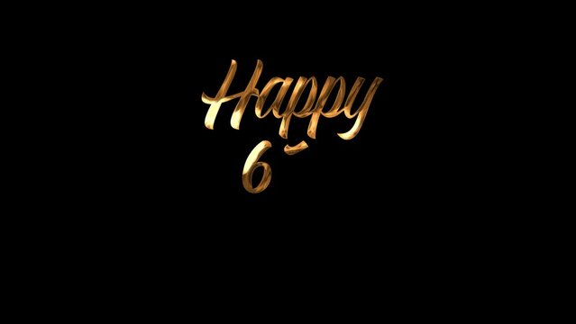 61 birthday text animation with lettering gold text and black background. Suitable for Celebration, Wishes, Events, Message, holiday, festival