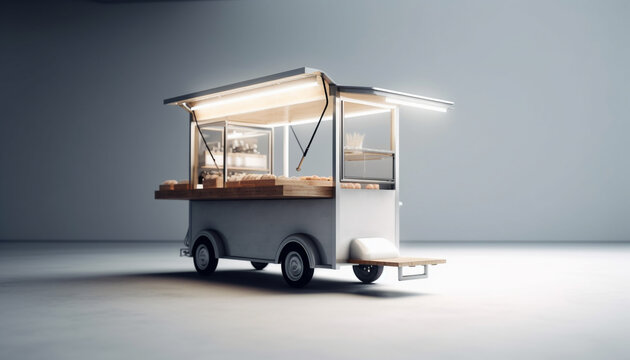 Modern truck delivers sweet ice cream treats generated by AI