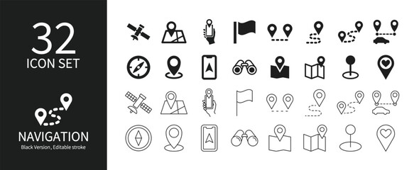 Icon set related to navigation