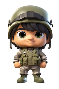 Cartoon Soldier Military Character, Isolated Illustration Clipart, Generative AI
