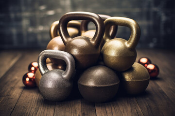 Fototapeta na wymiar Increase your agility and flexibility: kettlebells for a dynamic and versatile functional workout,stacked,Generative AI