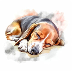 beagle in water color  Generative AI.