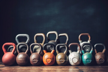 Naklejka na ściany i meble Revolutionize your workout routine: kettlebells for innovative and effective functional training,stacked,Generative AI
