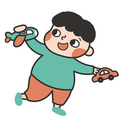 おもちゃで遊ぶ子どものイラスト素材