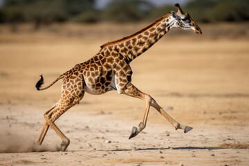 Fototapeta na wymiar a giraffe is running