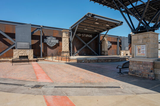 Sturgis, South Dakota, USA &ndash; May 15, 2023:  The Harley Davidson Rally Point on Main Street