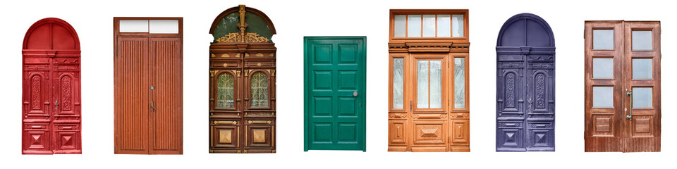 Fototapeta na wymiar Set of different doors on white background