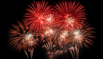 Fototapeta premium Vibrant colors illuminate the night sky explosion generated by AI