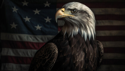 Majestic bald eagle izes American patriotism and freedom generated by AI