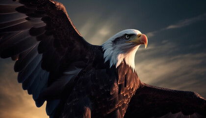 Fototapeta premium Majestic bird of prey soaring in freedom generated by AI