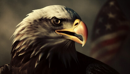 Fototapeta premium Majestic bird of prey perching on branch generated by AI