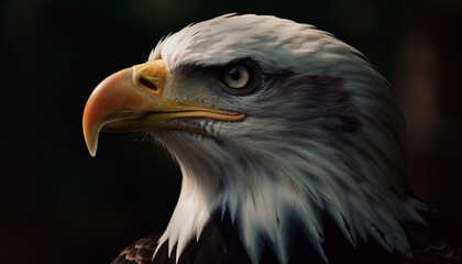 Obraz premium Majestic bald eagle flying with sharp talons generated by AI