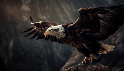 Fototapeta premium Spread wings, talons, and fierce eyes majestic hawk generated by AI