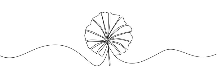 Palm tree leaf line art. Tropical leaf one line drawing.Continuous line drawing of tropical palm leaf.Single one line exotic palm leaf .Leaves outline sketch.