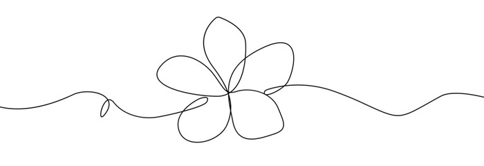 Tropical flower one line drawing.Continuous line drawing of flower.Hand drawn exotic flower.Single one line flower .Flower outline sketch.